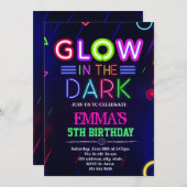 Neon Glow-uitnodiging Kaart (Voorkant / Achterkant)