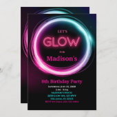 Neon Glow Uitnodiging voor verjaardag (Voorkant / Achterkant)