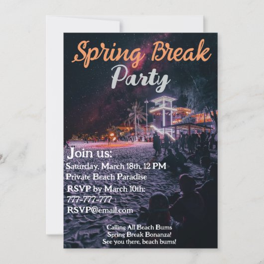 Neon Glow Up: Tropische Vibes Lente Break Party Kaart (Voorkant)