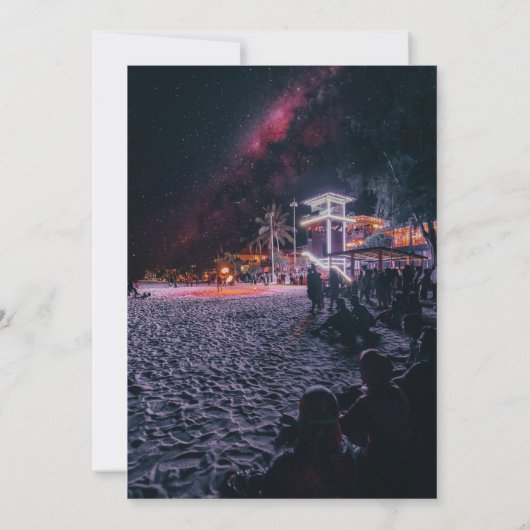 Neon Glow Up: Tropische Vibes Lente Break Party Kaart (Achterkant)