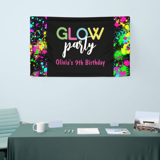 Neon Glow verjaardagsfeest Spandoek (Beurs)