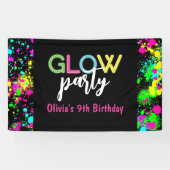 Neon Glow verjaardagsfeest Spandoek (Horizontaal)