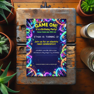 Neon Glow Verjaardagsfeest Uitnodiging