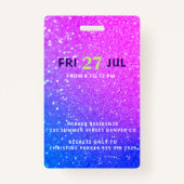 Neon Glow VIP toegang Zoete 16 verjaardagsuitnodig Badge (Achterkant)