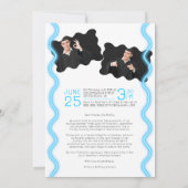 Neon Glow Wavy Border Foto Afstuderen Ceremonie Kaart (Achterkant)