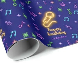 Neon Glow Zingende Karaoke Naam Verjaardag Cadeaupapier