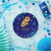 Neon Glow zingt karaoke verjaardag Papieren Bordje (Feest)