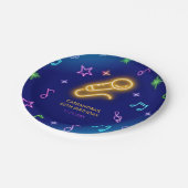 Neon Glow zingt karaoke verjaardag Papieren Bordje (Gekanteld)