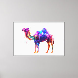 Neon Glowende Kameel Kunstprint - Kleurrijke Fanta Canvas Afdruk