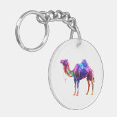 Neon Glowing Camel Art Print - Colorful Fantasy D Sleutelhanger (Voorkant Links)