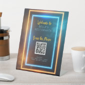 Neon Glowing Menu Restaurant QR Code Tafelteken Reclamebord Met Voetstuk (Insitu)