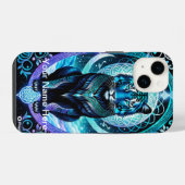 Neon Glowing Tiger mystiek en etherisch iPhone Hoesje (Achterkant horizontaal)