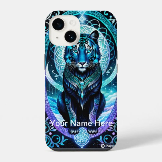 Neon Glowing Tiger mystiek en etherisch iPhone Hoesje (Achterkant)