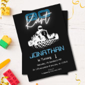 Neon Go-Kart Verjaardagsuitnodiging Kaart