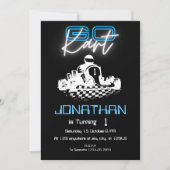 Neon Go-Kart Verjaardagsuitnodiging Kaart (Voorkant)