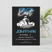 Neon Go-Kart Verjaardagsuitnodiging Kaart (Staand voorkant)