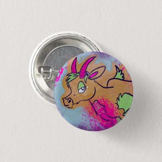 Neon Goat Ronde Button 3,2 Cm (Voorkant /achterkant)