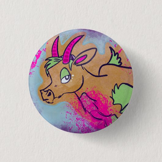 Neon Goat Ronde Button 3,2 Cm (Voorkant)