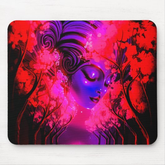 Neon Godin in Betoverd Bos Muismat (Voorkant)
