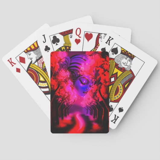 Neon Godin in Betoverd Bos Pokerkaarten (Achterkant)