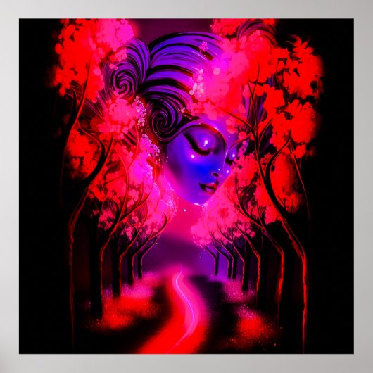 Neon Godin in Betoverd Bos Poster (Voorkant)