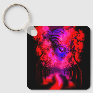 Neon Godin in Betoverd Bos Sleutelhanger