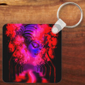 Neon Godin in Betoverd Bos Sleutelhanger (Achterkant)