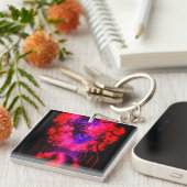 Neon Godin in Betoverd Bos Sleutelhanger (Voorkant Rechts)