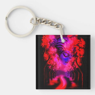 Neon Godin in Betoverd Bos Sleutelhanger