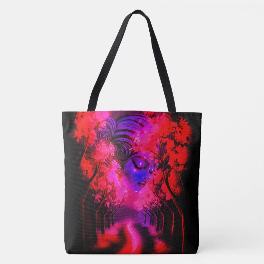 Neon Godin in Betoverd Bos Tote Bag (Voorkant)