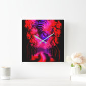 Neon Godin in Betoverd Bos Vierkante Klok (Huis)