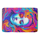 Neon Godin met Stromend Kosmisch Haar Badmat (Voorkant)