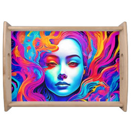 Neon Godin met Stromend Kosmisch Haar Dienblad
