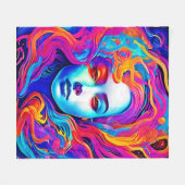 Neon Godin met Stromend Kosmisch Haar Fleece Deken (Voorkant (Horizontaal))
