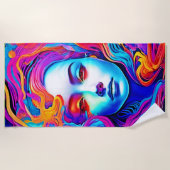 Neon Godin met Stromend Kosmisch Haar Strandlaken (Voorkant)