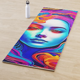 Neon Godin met Stromend Kosmisch Haar Yogamat