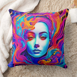 Neon Godin met vloeiend kosmisch haar Kussen