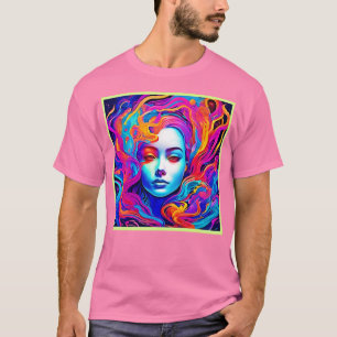 Neon Godin met vloeiend kosmisch haar T-shirt