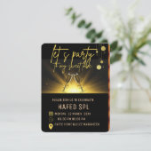 Neon Gold Light Digital Party e-invite Sjabloon, g Kaart (Staand voorkant)