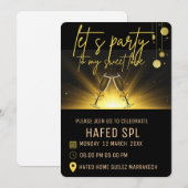 Neon Gold Light Digital Party e-invite Sjabloon, g Kaart (Voorkant / Achterkant)