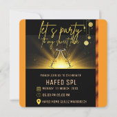 Neon Gold Light Digital Party e-invite Sjabloon, g Save The Date (Voorkant)