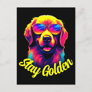 Neon Golden Retriever Briefkaart