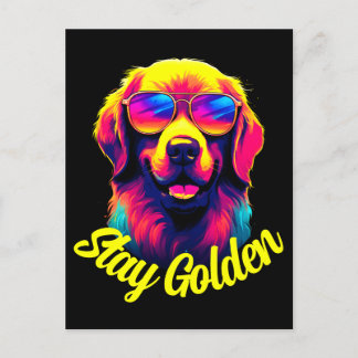 Neon Golden Retriever Briefkaart