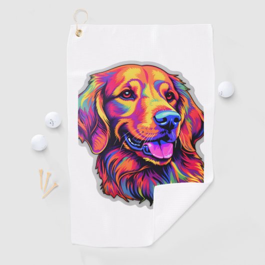 Neon Golden Retriever Golfhanddoek (Insitu)