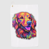 Neon Golden Retriever Golfhanddoek (Voorkant)