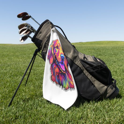 Neon Golden Retriever Golfhanddoek (Groen)