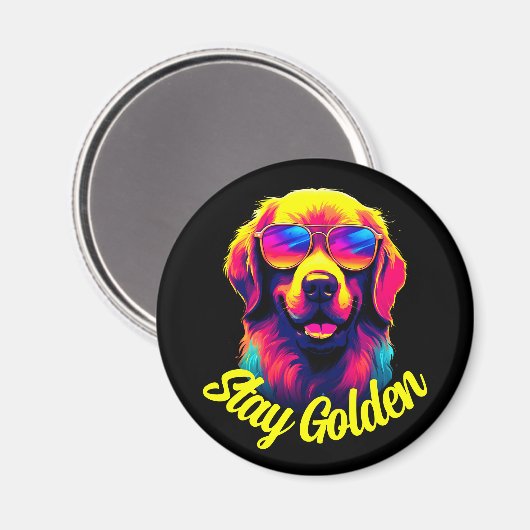 Neon Golden Retriever Magneet (Voorkant / Achterkant)