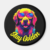 Neon Golden Retriever Magneet (Voorkant)