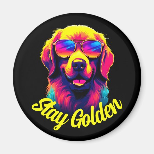 Neon Golden Retriever Magneet (Voorkant)