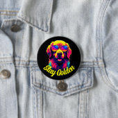 Neon Golden Retriever Ronde Button 7,6 Cm (In situ)